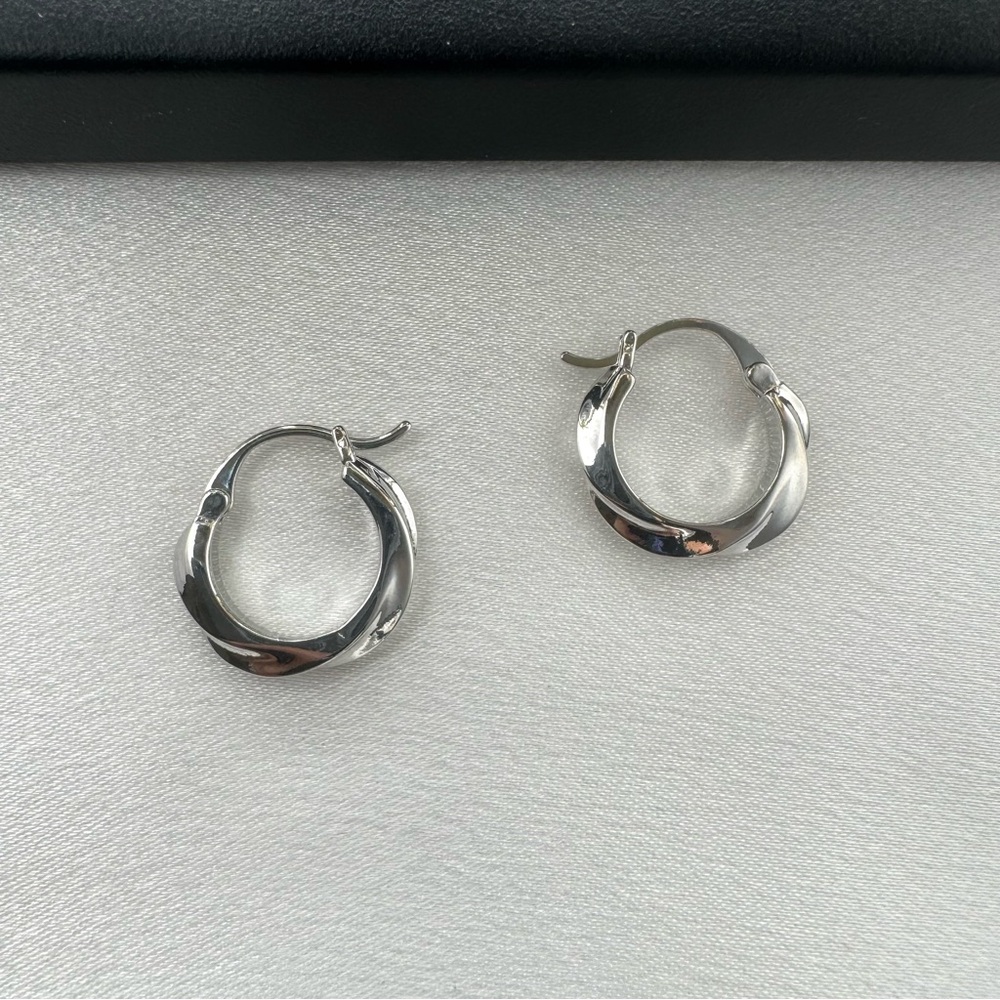 Twisted Silver Hoop Earrings for Women